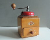Vintage Dienes Pede coffee grinder St Hubert deer brand original red color wooden cap