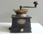Antique little English counter coffee grinder cast iron metal A. Kenrick Soon