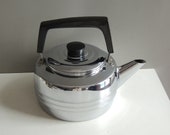 French antique charming kettle chromed metal vintage kitchen shabby chic coffee tea pot sreamline design