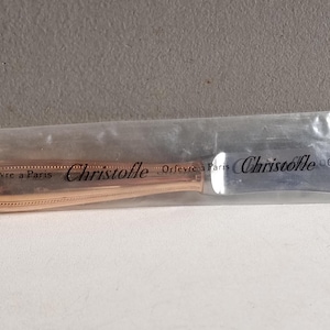 French Christofle butter Knife silverplate gilt pearl pattern / new condition / France Cutlery silverware