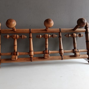 Antique French nice large wood coat hanger foldable with hat rack stand / vintage hook / shabby chic