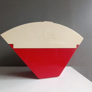 French vintage large Melitta plastic coffee filter holder box / kitchen storage rack bracket