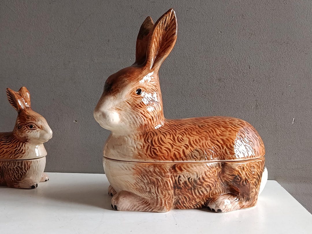 Terrine Brown Rabbit Bunny Hare Ceramic by Michel Caugant / Faience ...