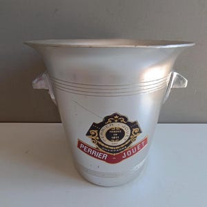 French vintage Champagne aluminium bucket cooler Perrier Jouet / ice bucket / made in France