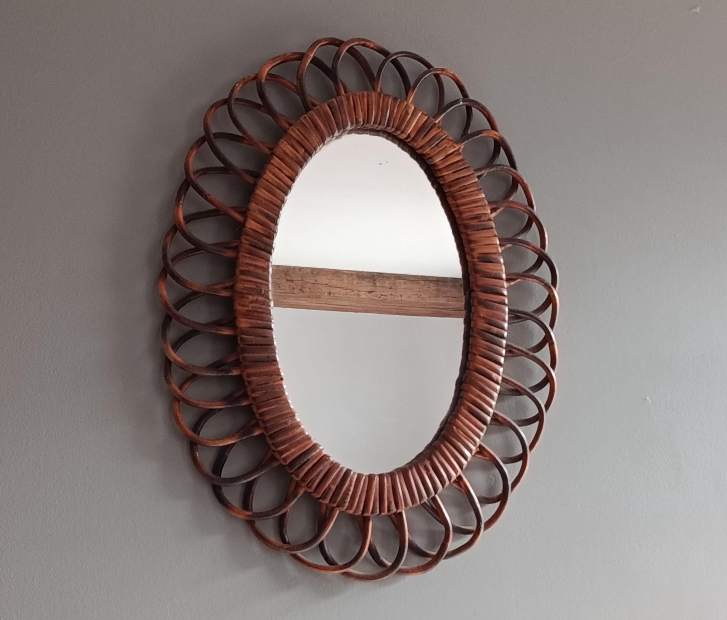 Lioaeust Rotan hangende spiegel, rotan Bohemian opknoping glazen decor