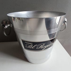 French vintage Champagne aluminium bucket cooler Pol Roger MINT condition new old stock / ice bucket / made in France