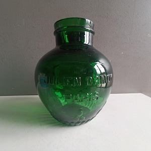 French antique condiment pickle glass jar pot Julien Damoy Paris 1800s / vase glassware crock vintage / shabby chic kitchen