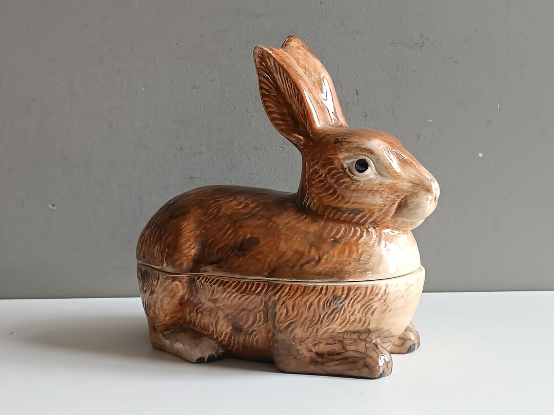 Terrine Brown Rabbit Bunny Hare Ceramic by Michel Caugant / Faience ...