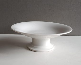 Soporte para pasteles/frutero/compota de porcelana blanca del París del siglo XIX / decoración de mesa shabby chic