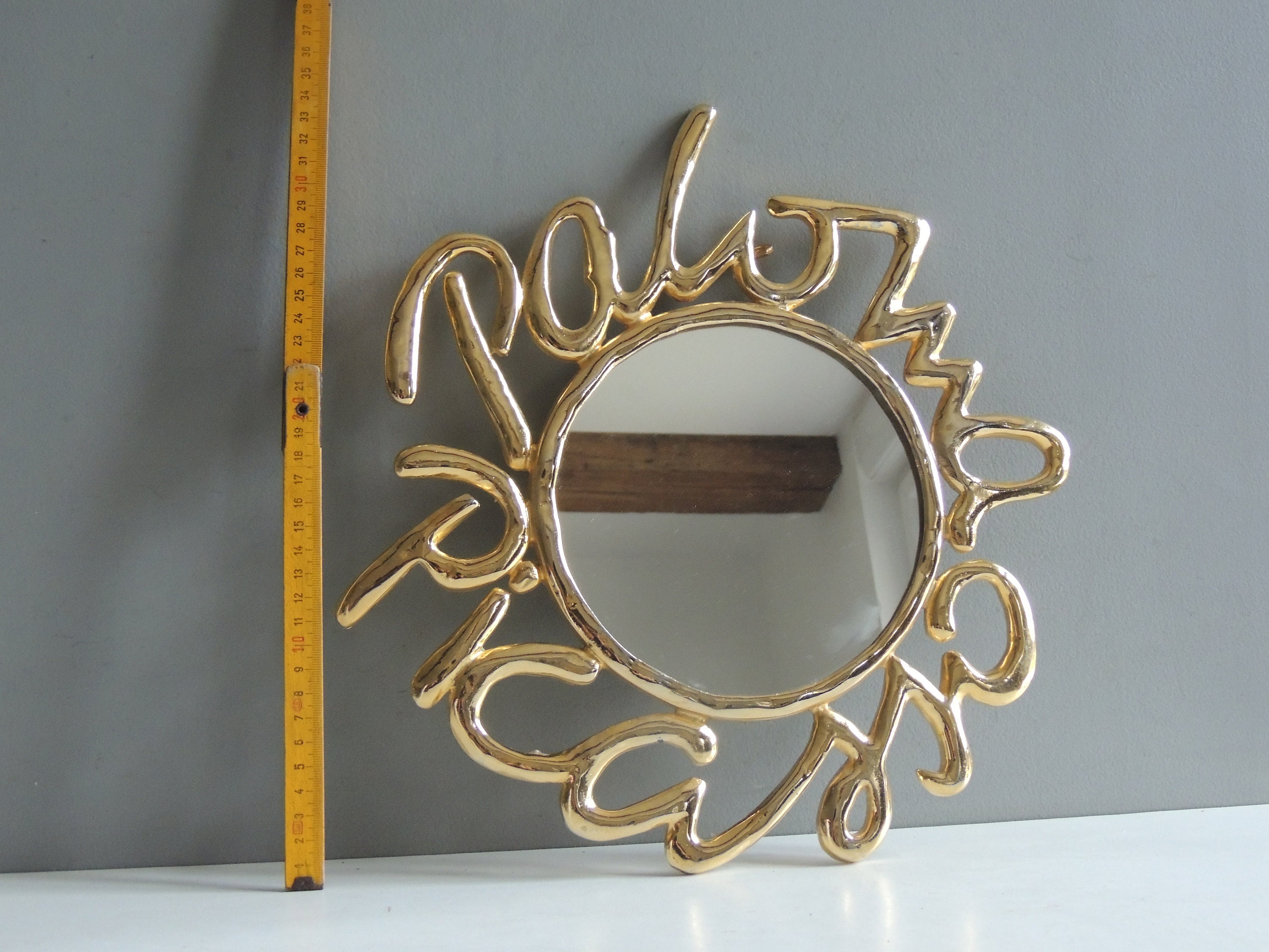 Rare Miroir Soleil Paloma Picasso en Métal Doré Vintage