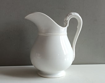 Antique French pot pitcher jug white ironstone Digoin Sarreguemines 19th / jar toilet bowl ceramic shabby chic