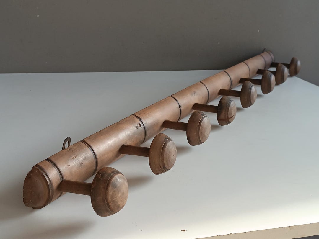 Hat Rack Old French Large XL Coat Hanger Hat Rack Vintage RARE With 8 Hooks Pegs ...