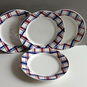French antique 4 plates ironstone Digoin Sarreguemines with decor Basque / vintage 1950s table