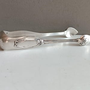 Antique French sterling silver sugar tongs Art nouveau 1900 / Victorian tea coffee vintage
