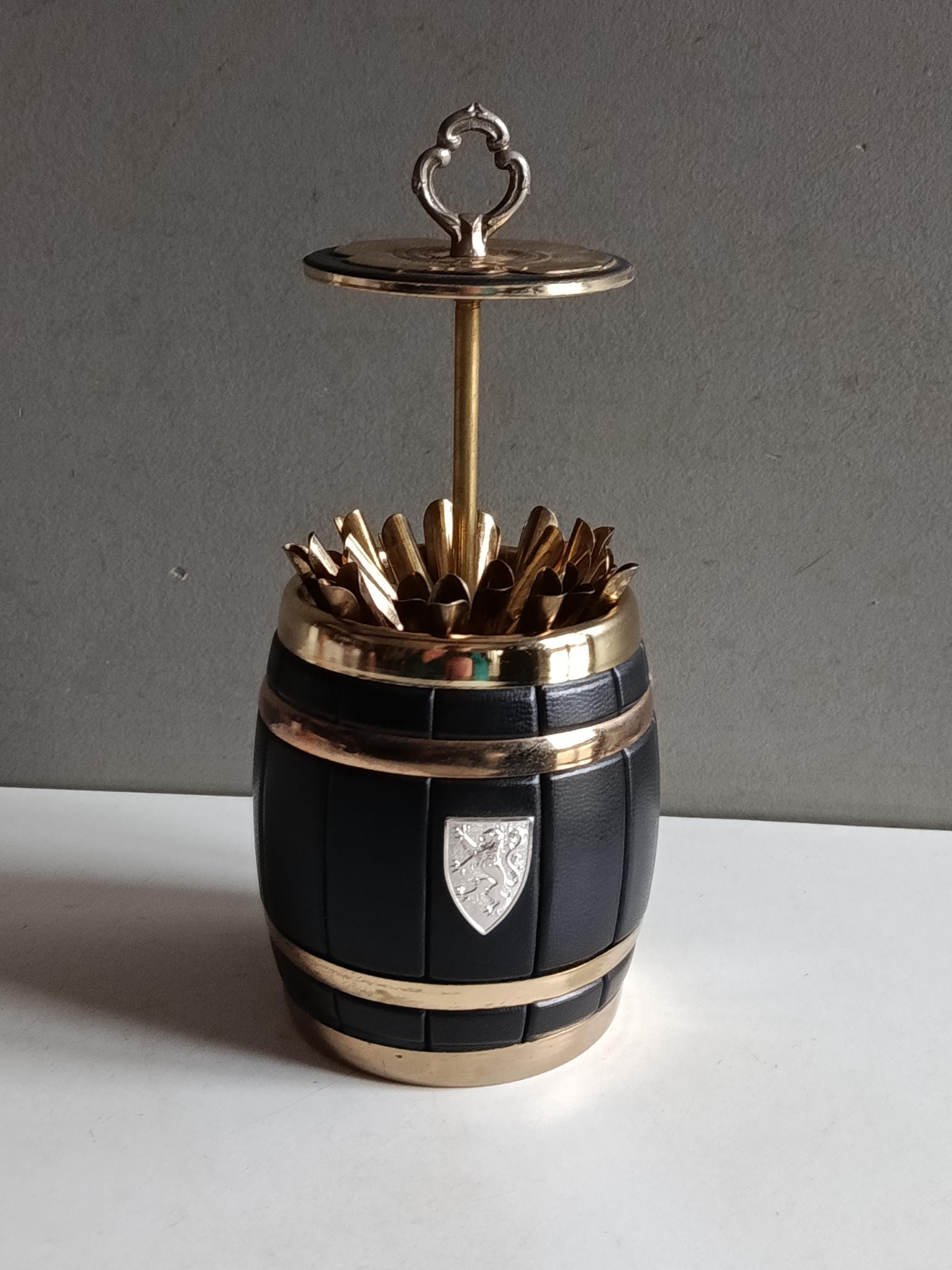Vintage cigarettes dispenser holder barrel shape / table display stand / smoking box
