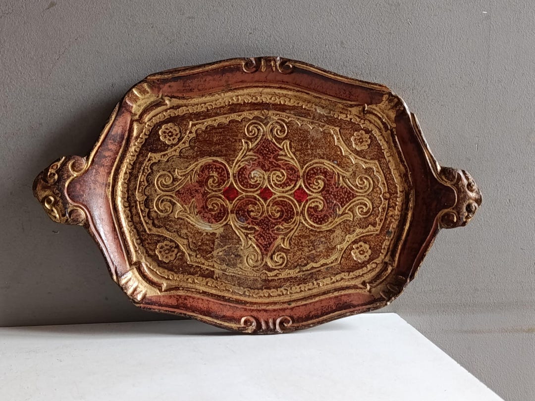 Antique Florentine Venetian Wood Gilt and Carved Tray / Vintage Italian ...