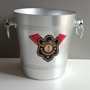 French vintage Champagne aluminium bucket cooler Bollinger / ice bucket / made in France
