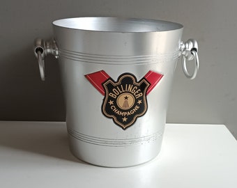 French vintage Champagne aluminium bucket cooler Bollinger / ice bucket / made in France