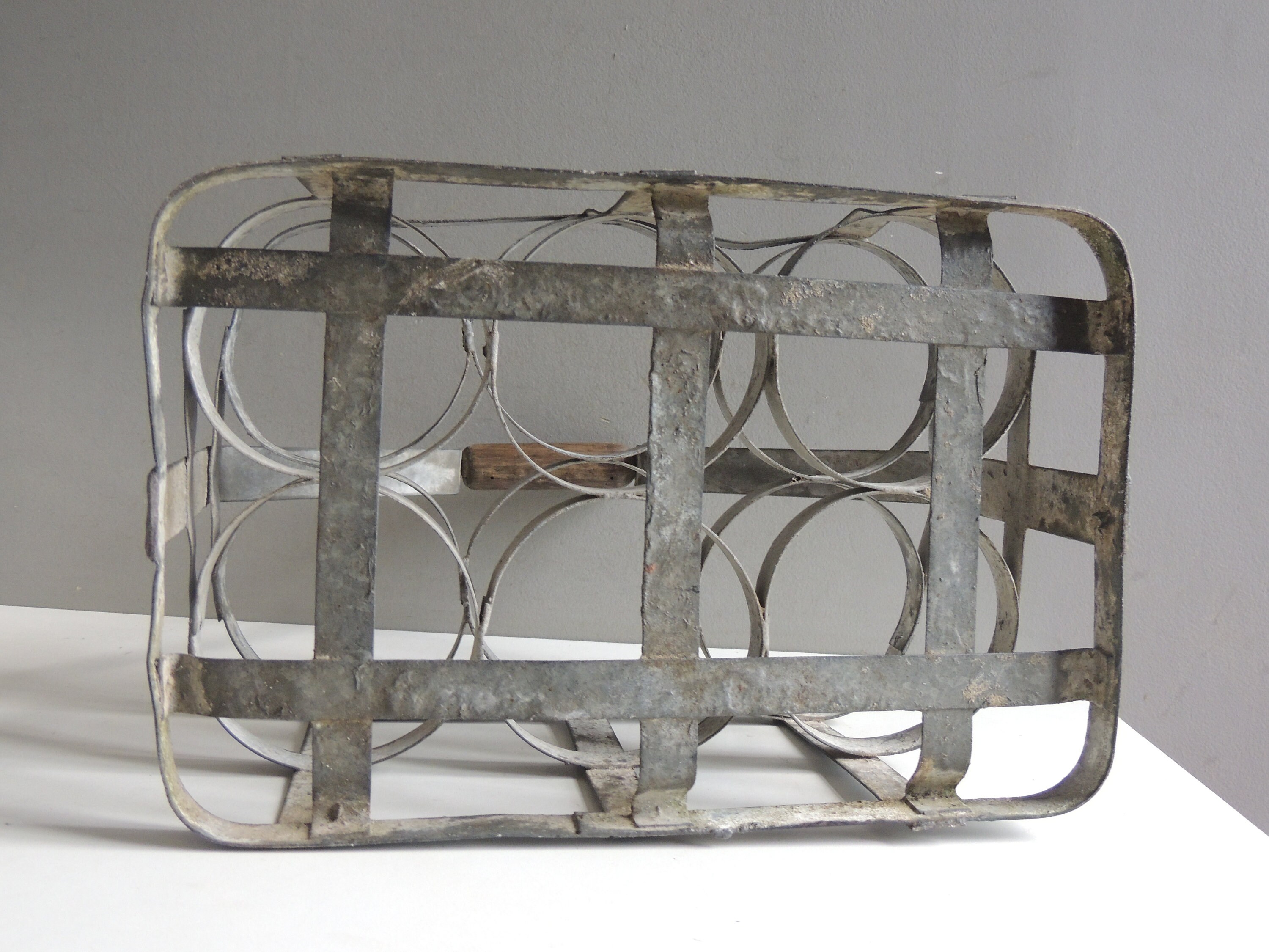 Antique French Wine Bottle Rack Carrier Basket Galvanized Etsy
