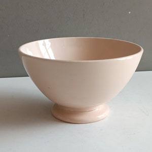 Antique French large ironstone bowl Digoin & Sarreguemines light pink creamware / coffee milk earthenware / vintage breakfast shabby chic