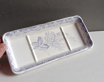 Jabonera de piedra de hierro Creil & Montereau, alrededor de 1900, estilo Art Nouveau, decoración / baño floral púrpura, cocina, shabby chic, vintage