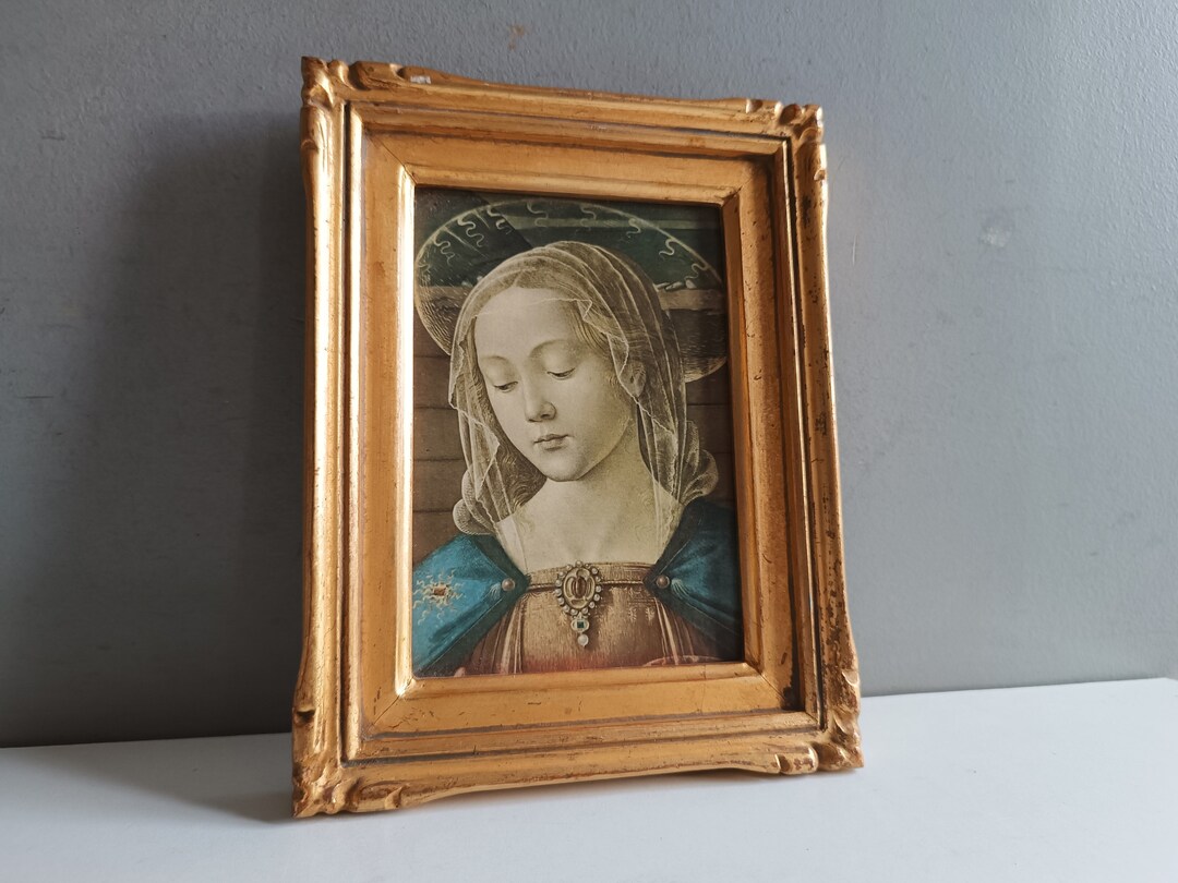 Vintage Florentine Icon in Gilt Wood Frame With Virgin Mary - Etsy