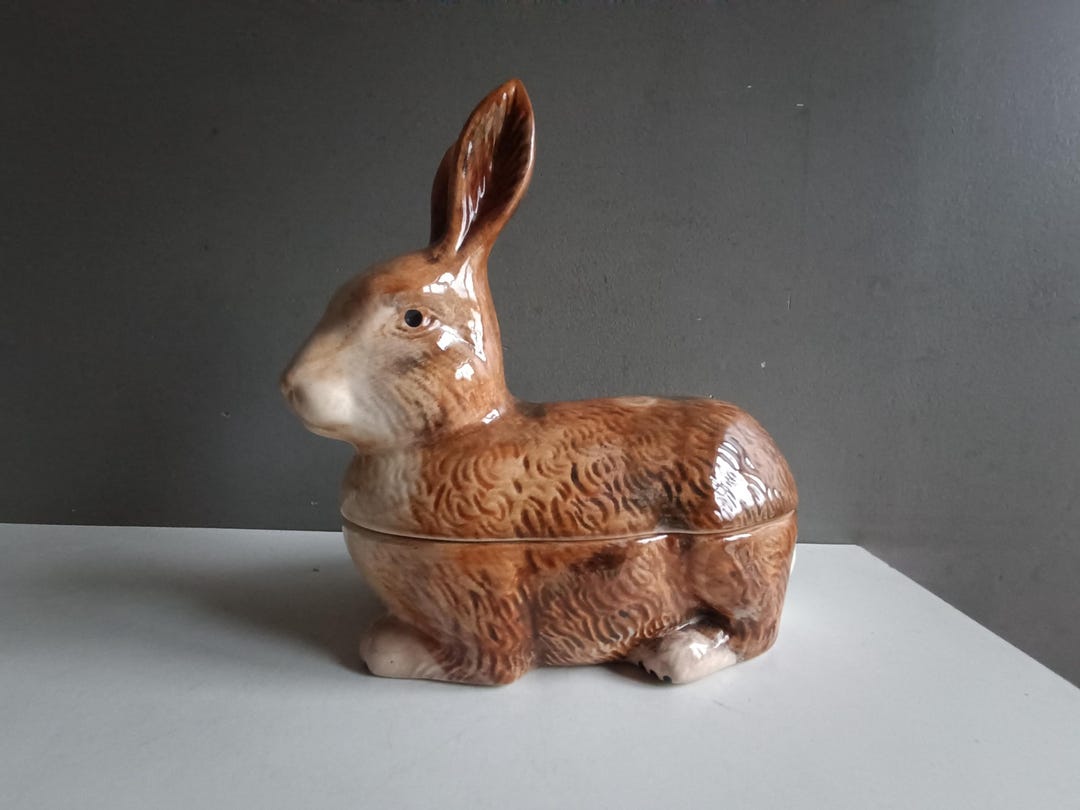 Terrine Brown Rabbit Bunny Hare Ceramic by Michel Caugant / Faience ...
