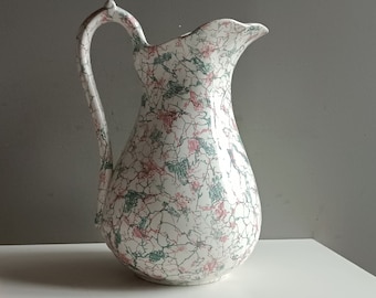 Pichet Cruche En Faïence Blanche - Style Shabby - Déco Campagne Digoin