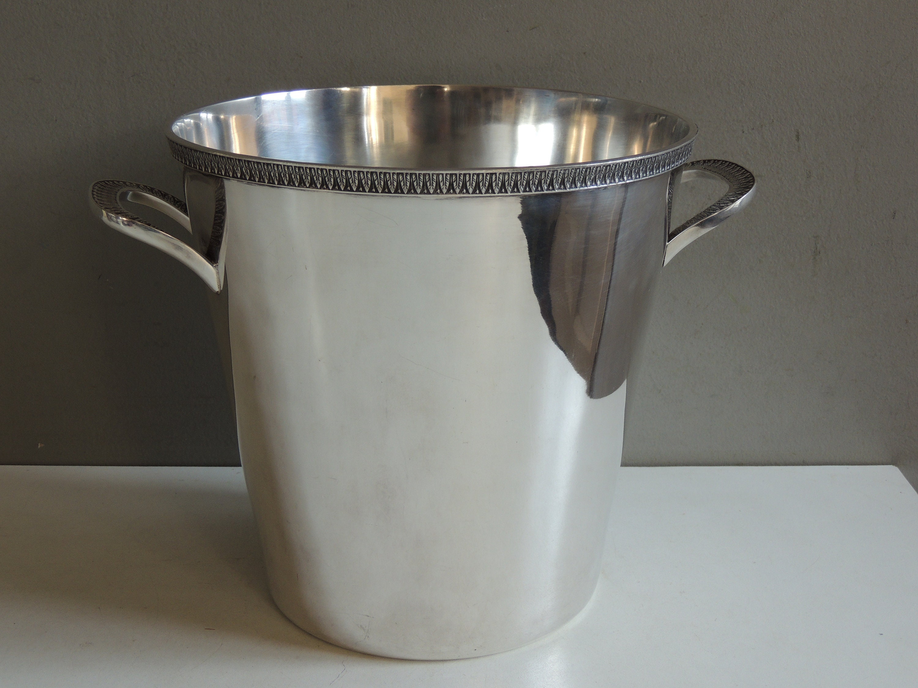 Seau à Champagne Art Déco en Métal Argenté Décor de Palmettes Louis Xv/Seau Glace Vintage