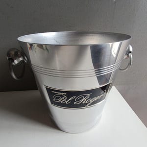 French vintage Champagne aluminium bucket cooler Pol Roger MINT condition new old stock / ice bucket / made in France
