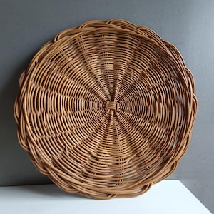 Grote gevlochten rieten onderzetter/koelrek brood cake taart/volkskunst decoratie rustieke keuken bakkerij vintage
