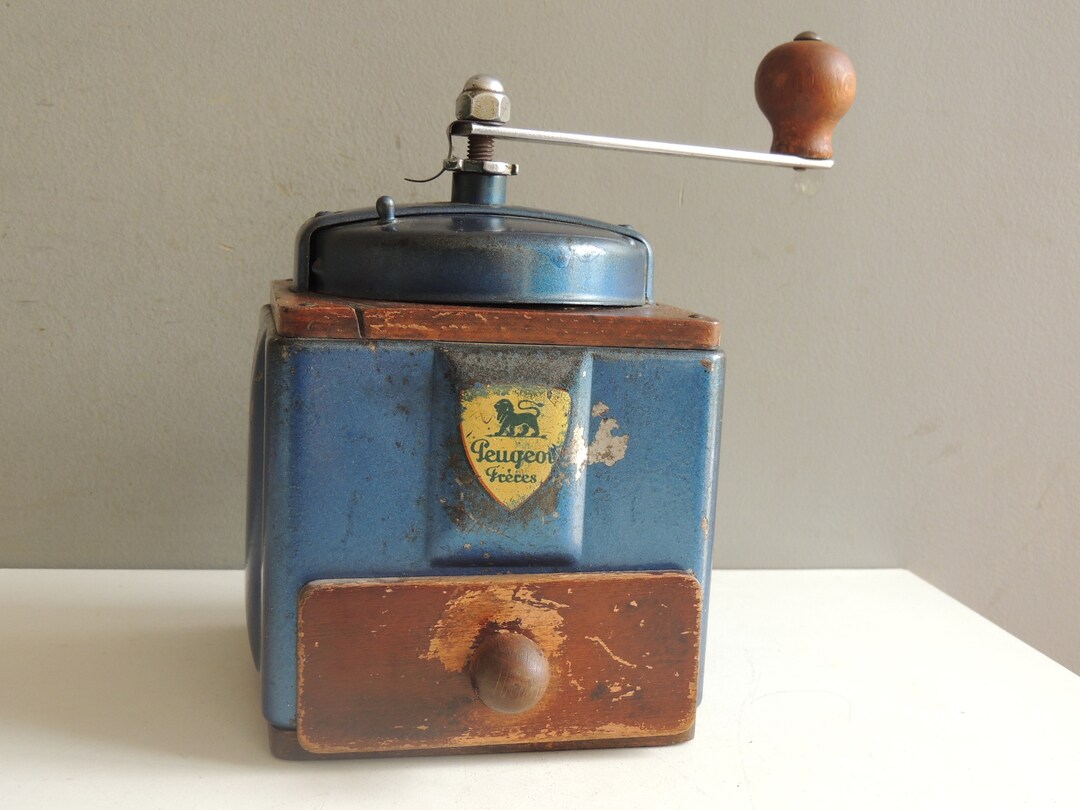 French Vintage Peugeot Coffee Grinder Metal Blue Color Etsy