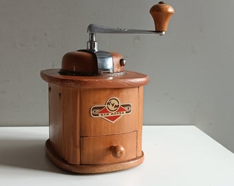 Moulin à café moka vintage KYM en bois en très bon état