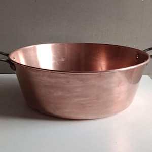 Grote koperen jampan met messing handgrepen / vintage jampot, steelpan, ketel, gootsteen, wasbak