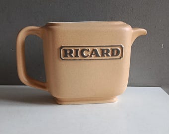 French advertising Ricard pitcher jug ceramic 1970s / ironstone pot decanter decor Bistrot vintage bar