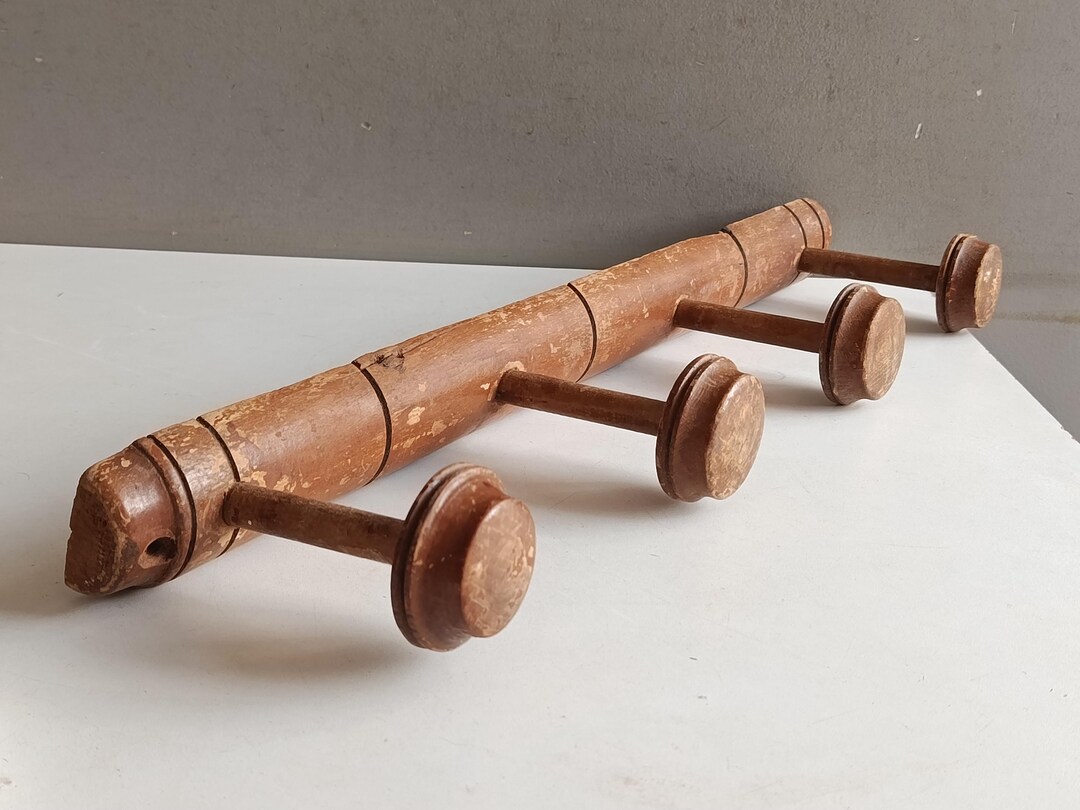 Hat Rack Old French Antique Coat Hanger Hat Rack Vintage With 4 Hooks Patina Wood ...