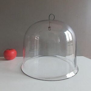 French antique large cut crystal glass table cake or cheese bell 19th / hand blown food pie dome dish / glass shabby chic vintage table