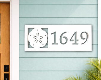 Sand Dollar Address Sign: Weatherproof Coastal House Numbers - Nautical Beach House Decor