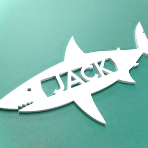 Kids Shark Name Sign, Personalized Shark Nursery Decor for Boys or Girls, Children's Bedroom Nautical Wall Art, Shark Baby Name Sign