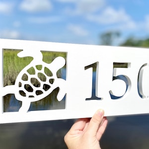 Sea Turtle Address Sign: Weatherproof Coastal House Numbers, Outdoor Beach House Decor