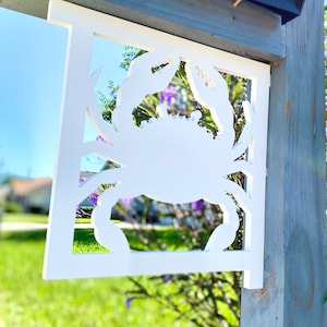 Ocean Crab Mailbox Bracket, Weatherproof PVC Coastal Beach House Decor, Screen Door Decor, Outdoor Home Accent, Exterior Mailbox Sign