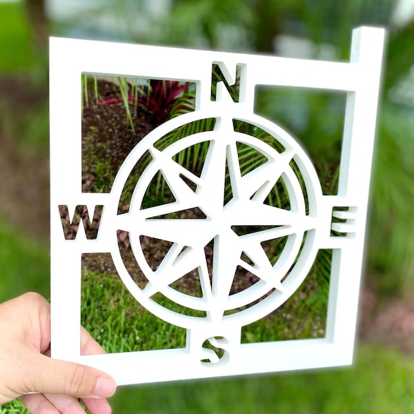 Compass Rose Mailbox Bracket: Coastal Nautical Decor (For 90 Degree Post)