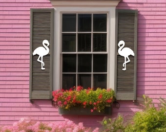 Flamingo Shutter Decoration Set: Weatherproof Coastal Home Decor - Shutter Embellishments