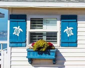 Sea Turtle Shutter Decorations: Weatherproof PVC Coastal Decor - Shutter Embellishments (Set of 2)