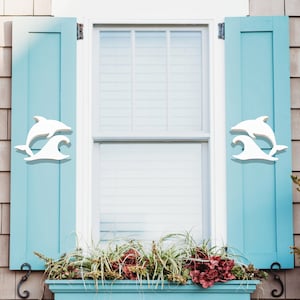 Dolphin Shutter Decorations: Weatherproof PVC Coastal Decor - Shutter Embellishments (Set of 2)
