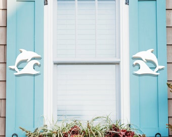 Dolphin Shutter Decorations: Weatherproof PVC Coastal Decor - Shutter Embellishments (Set of 2)