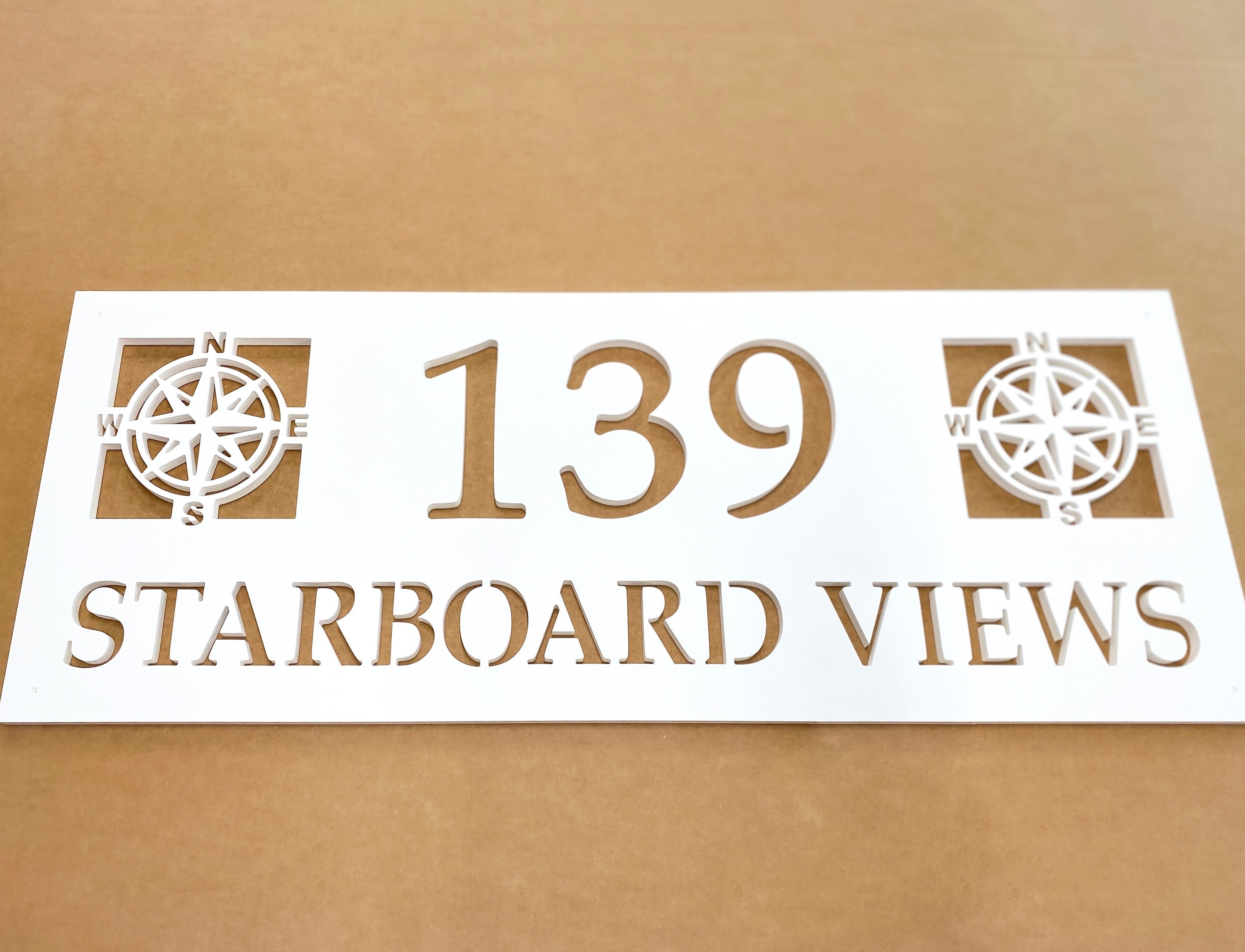 Compass Sign Numbers Nautical Compass Rose Address Sign: Weatherproof House Numbers With ...