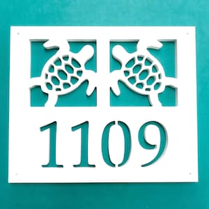 Sea Turtle Address Sign: Weatherproof Coastal House Numbers