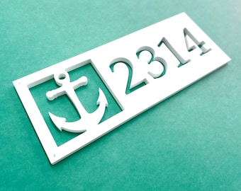 Nautical Anchor Address Sign: Weatherproof Coastal House Numbers