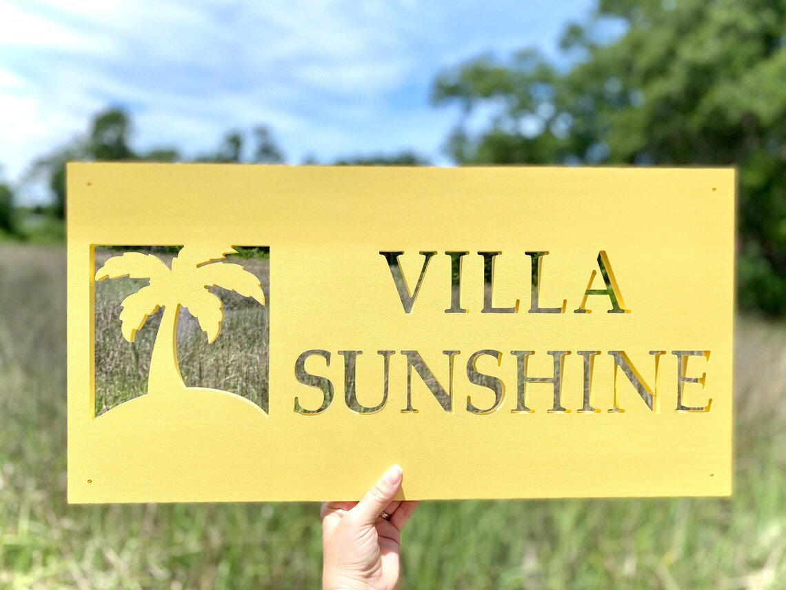 Custom Palm Tree Beach House Name Sign Weatherproof Etsy